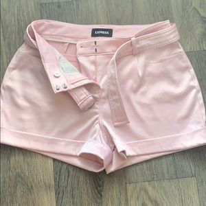 Blush pink mid rise shorts